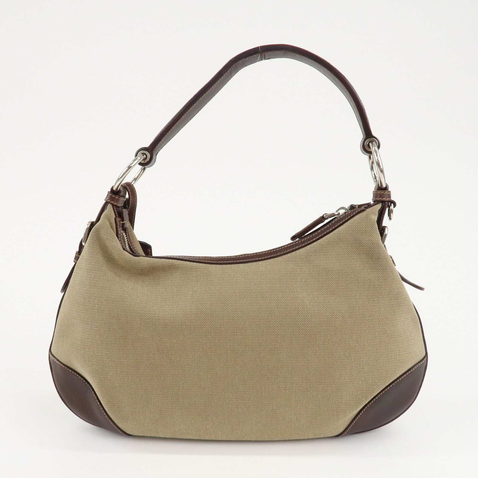 Prada Logo Jacquard Leather Bolso bandolera Beige Marrón