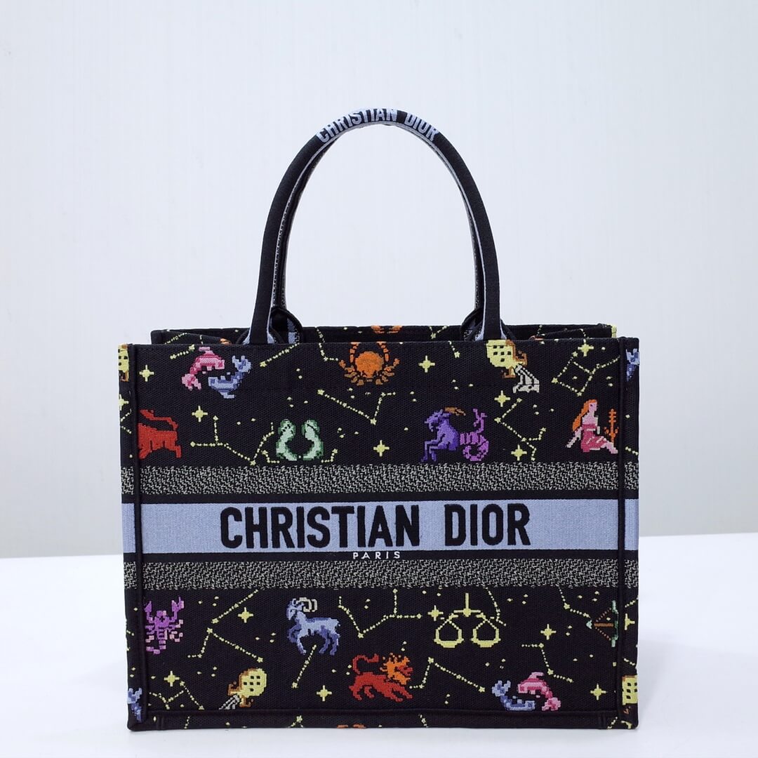 Medium Book Tote Constellation Black Red