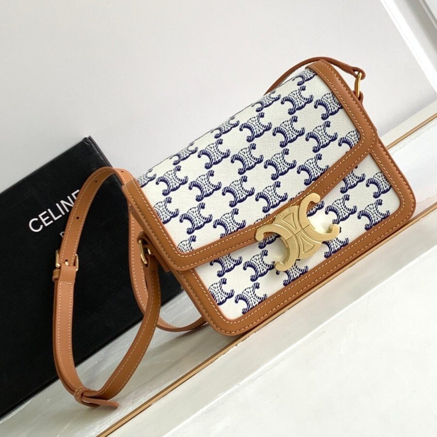 Celine Triomphe white bag – front view