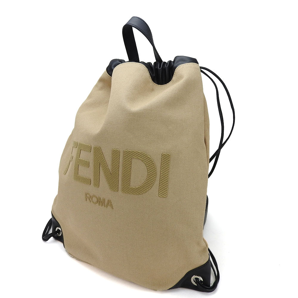 Fendi Backpack Canvas, Leather Beige Women