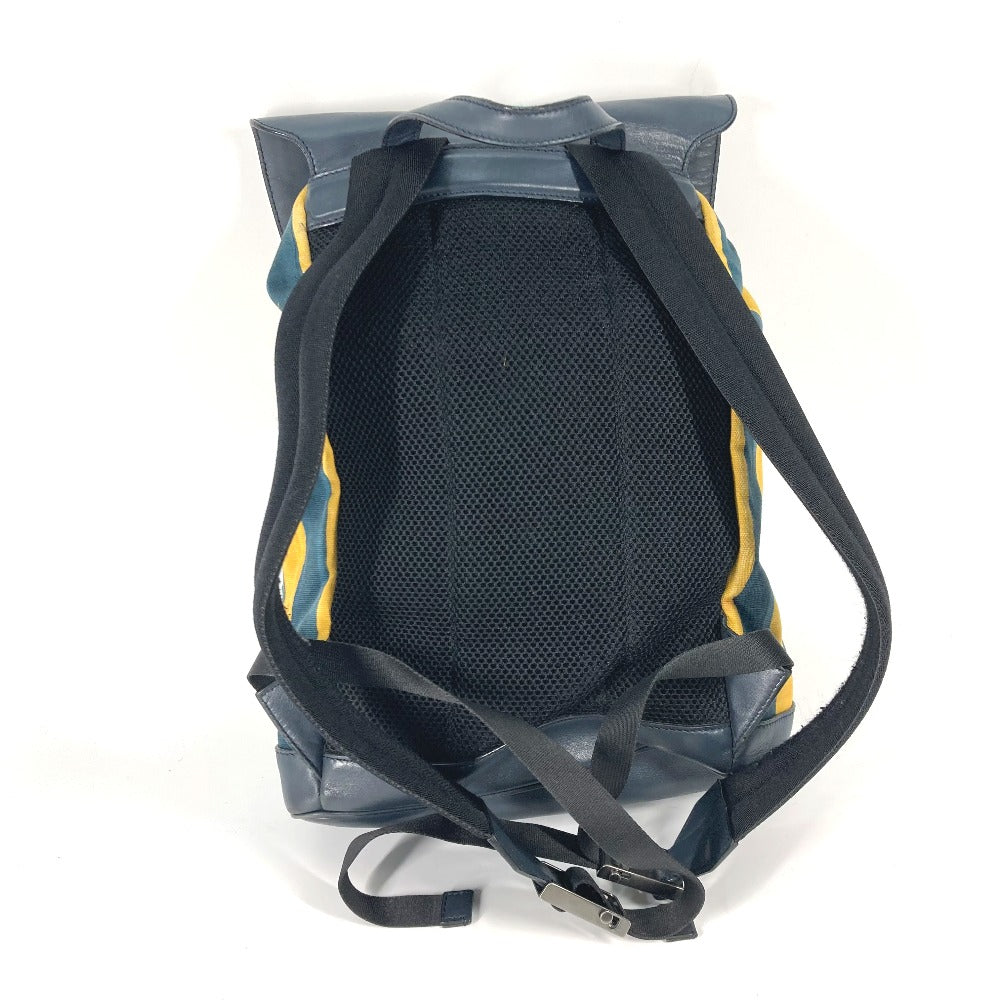 Fendi Backpack Canvas / Leather Yellow Optikal Stripes Mens