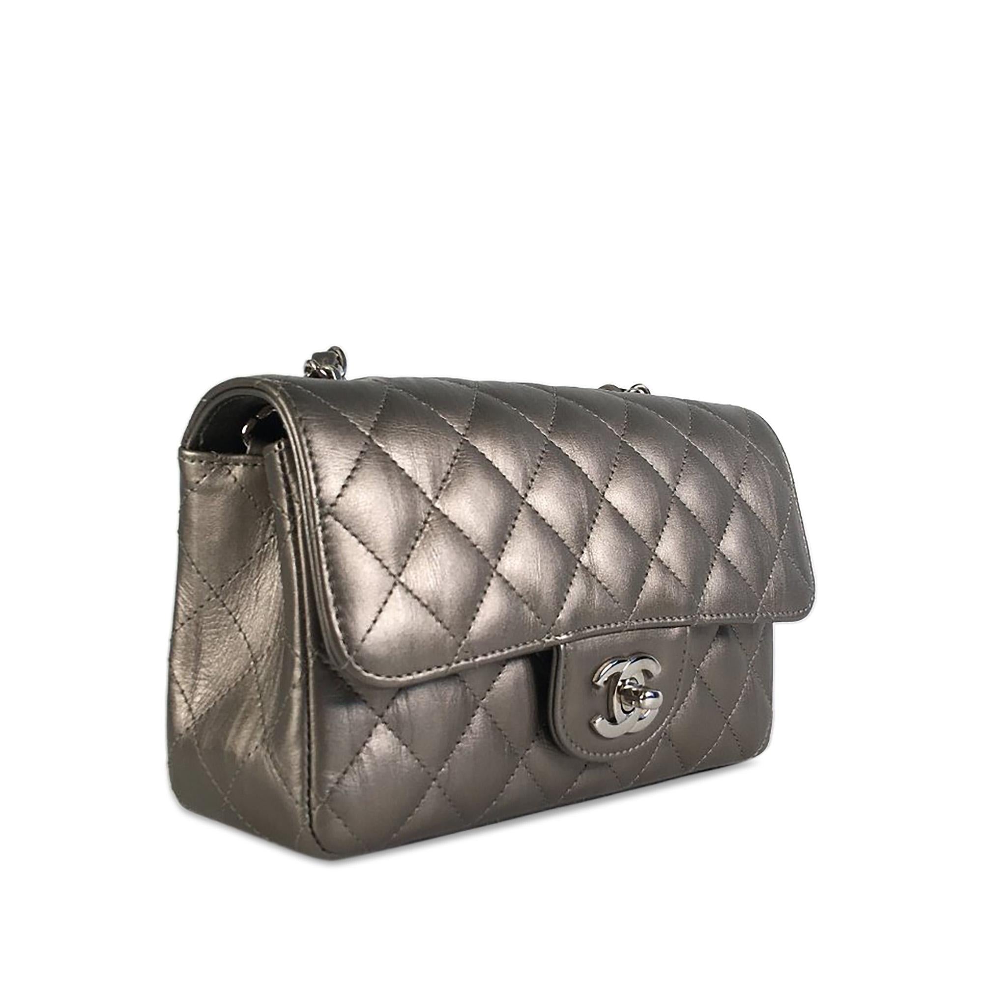 Mini Rectangular Classic Sac de Voyage Metallic Veau Simple