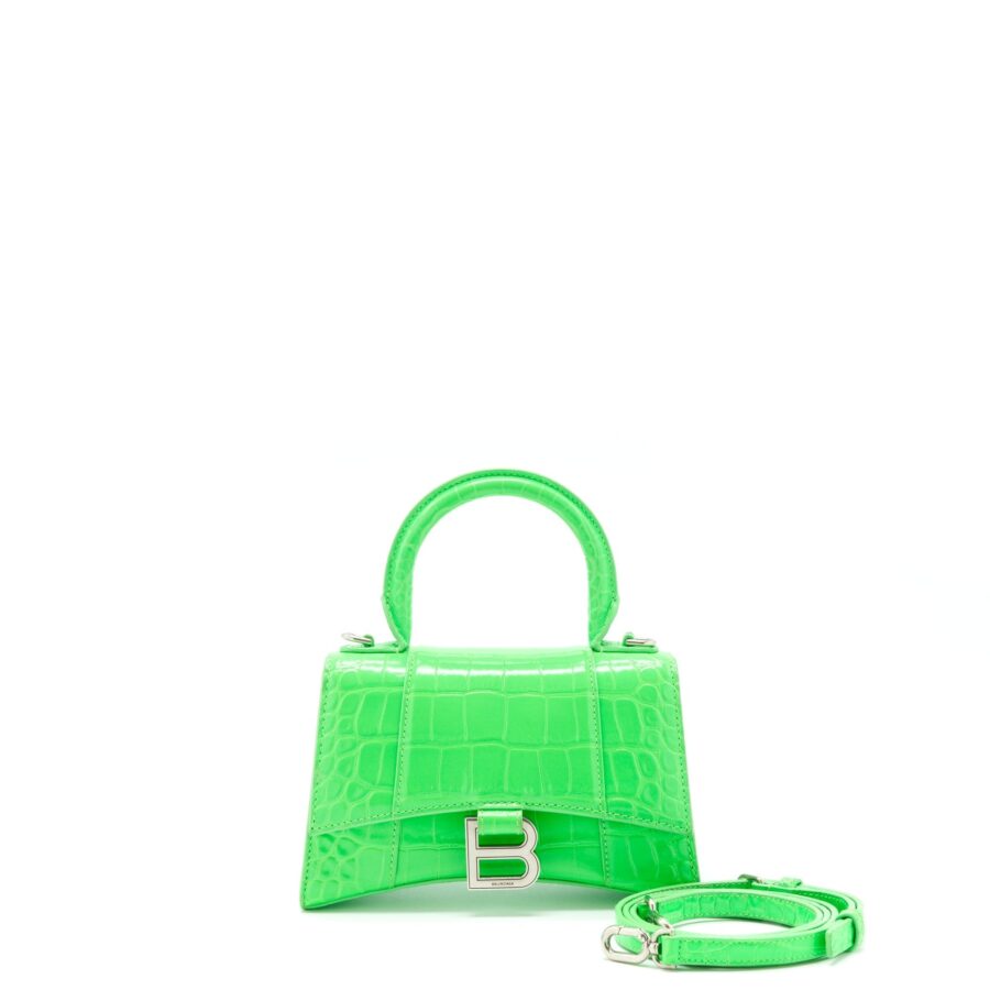 Balenciaga Hourglass green bag – front view