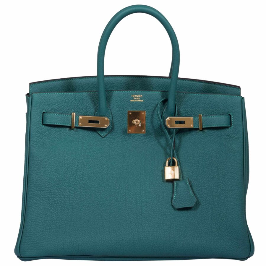 Hermes handbag gold – front view