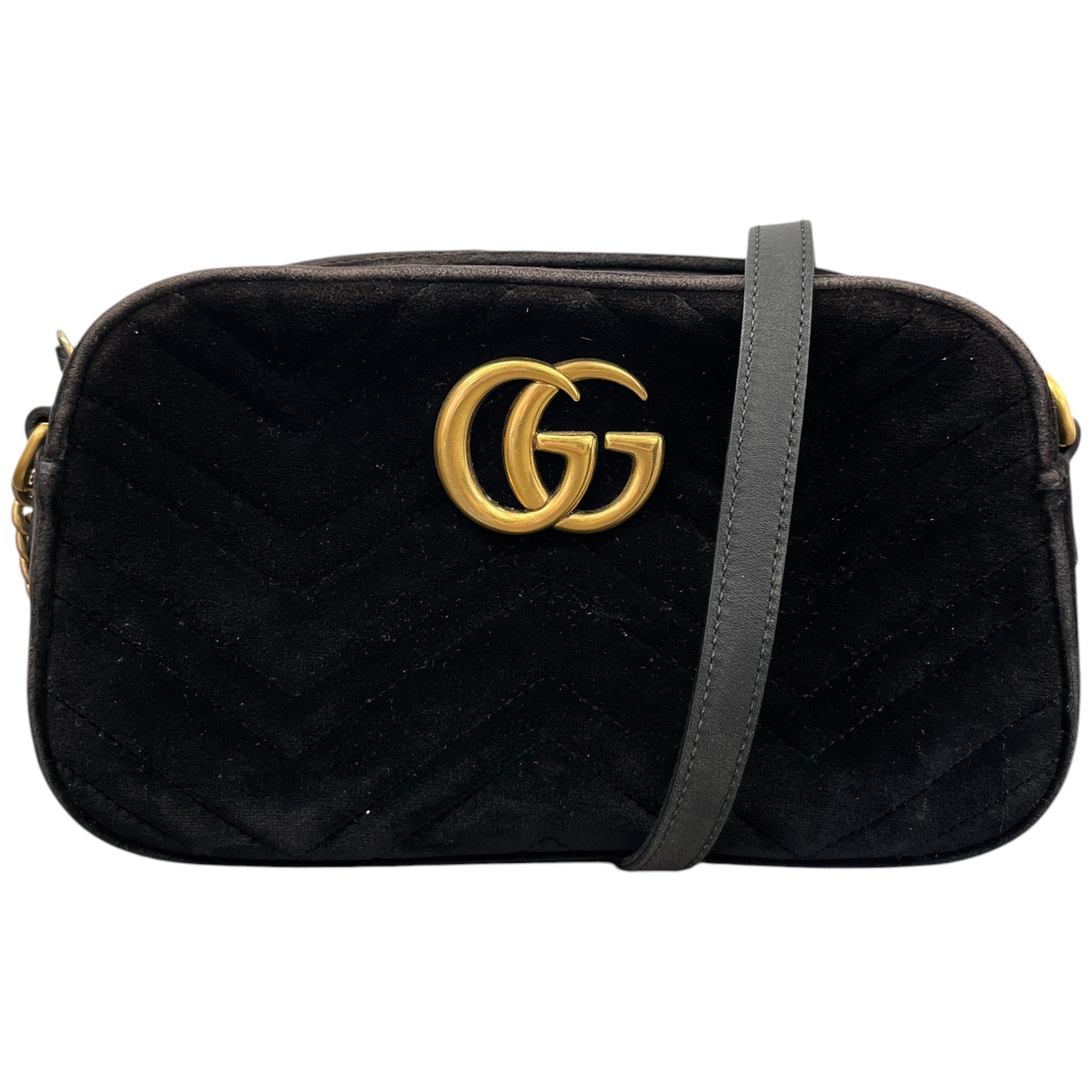 Women’s Velvet Gg Marmont Camera Bag Handbag Black
