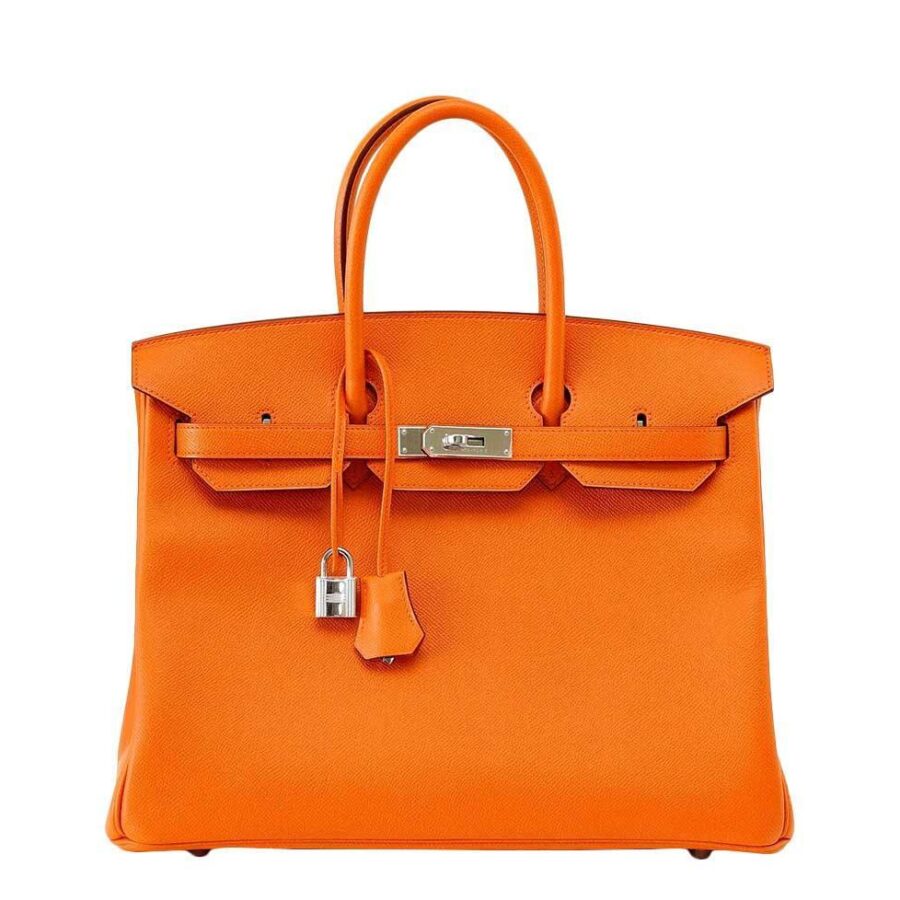 Hermes handbag orange – front view