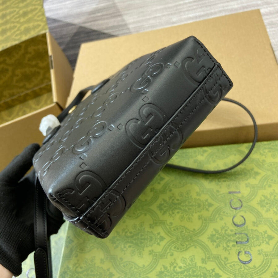 GG 20 SUPER MINI BAG WITH STRAP IN BLACK CALFSKIN | Studio Nafay