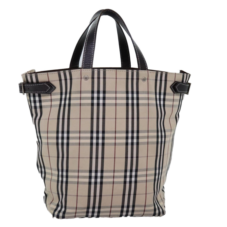 BURBERRY Nova Check Blue Label Hand Bag Canvas Beige Auth mr154 | Studio Nafay