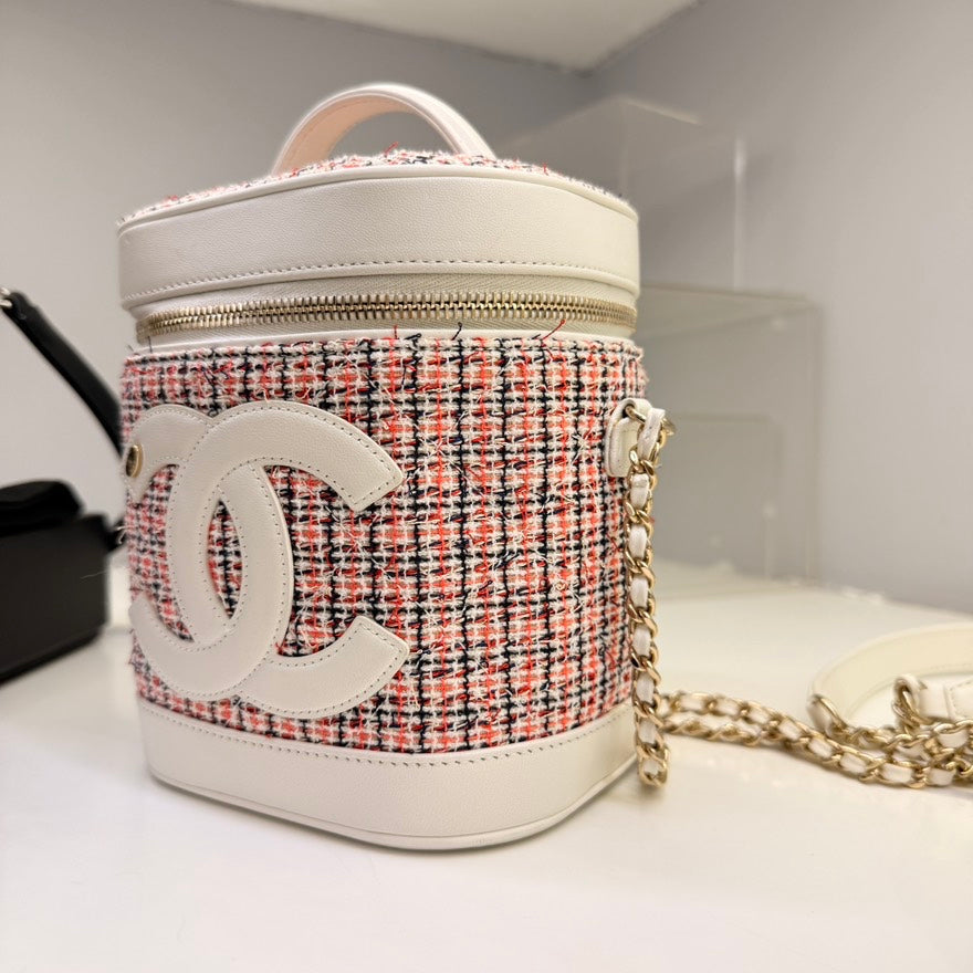 Tweed Vanity Case Bag Regalo para Ella Rosa Cuero Type