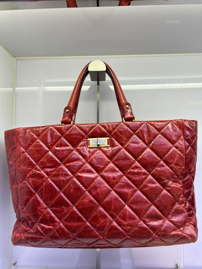Large Leather Quilted Bolso de Oficina Rojo Bolso tote