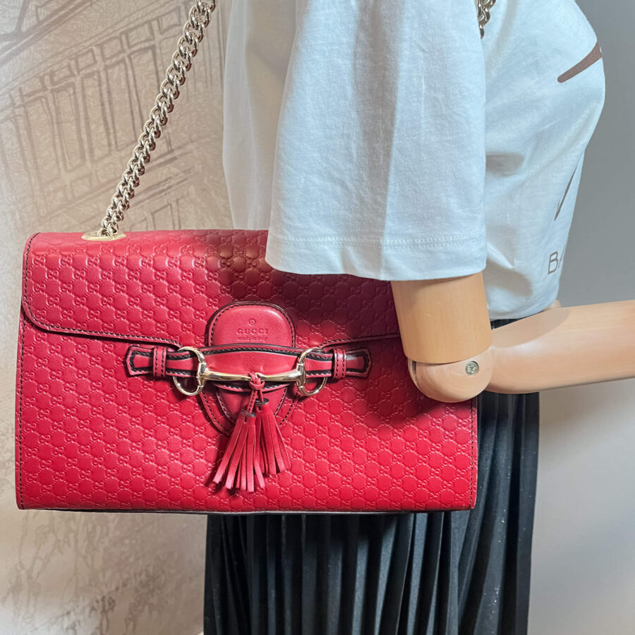 Emily Guccissima Red Leather Chain Shoulder Bag | Studio Nafay