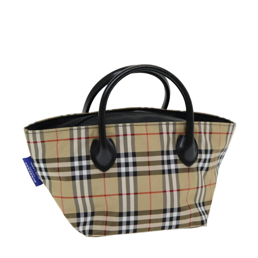 Burberry Nova Check Blue Label Hand Bag Nylon Beige Auth ti1838 | Studio Nafay